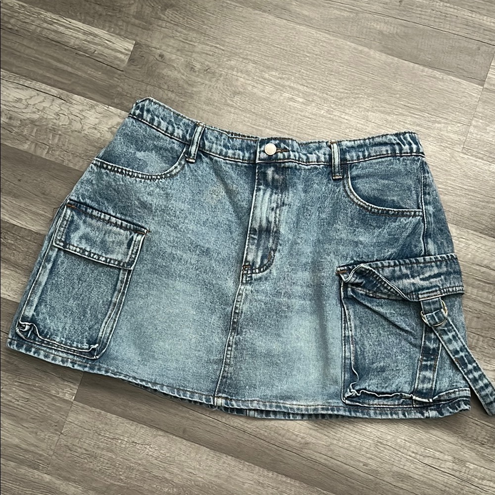 SHEIN Blue Cargo Mini Skirt Casual